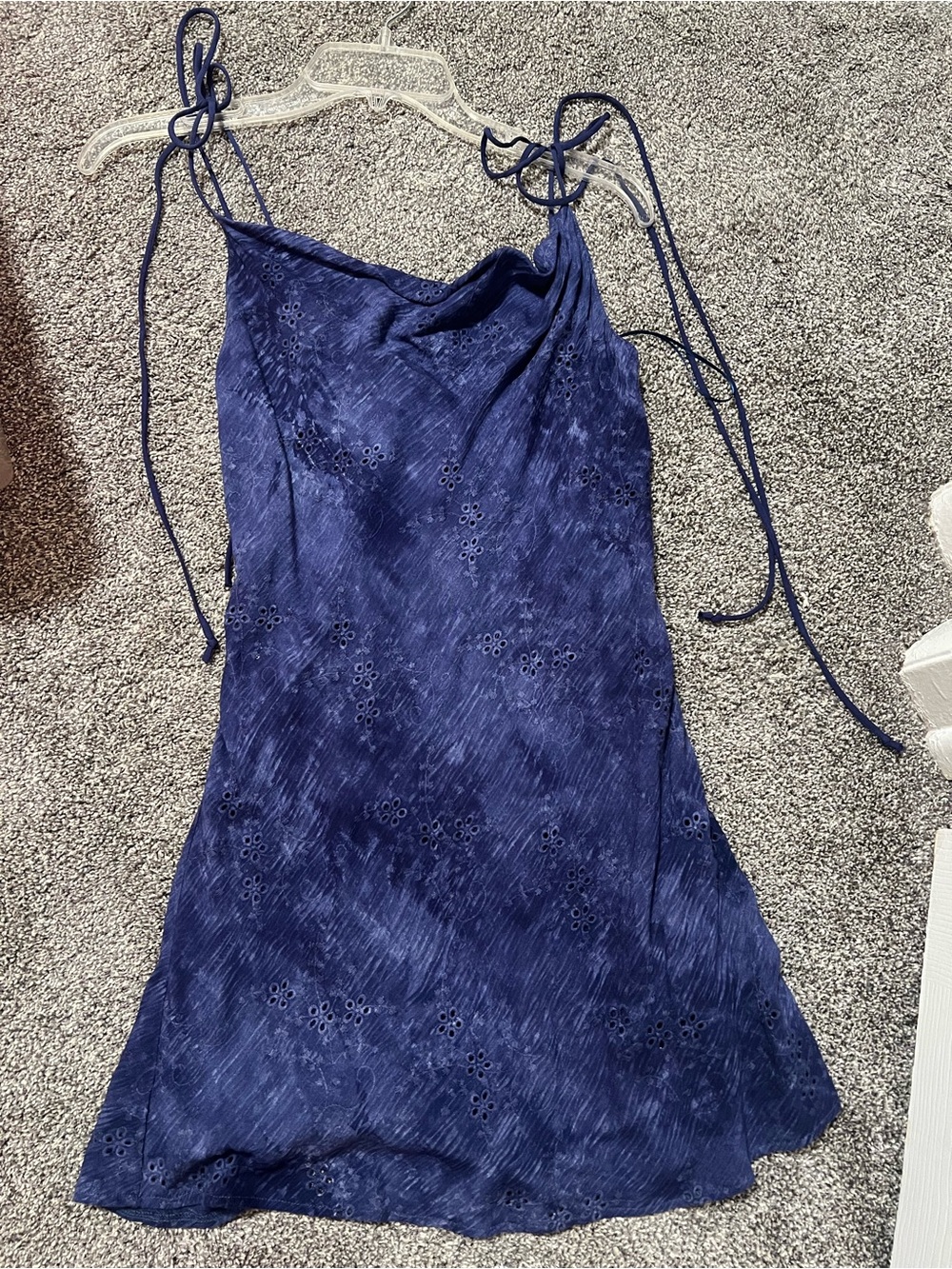 Skyler and Maddison Navy Blue Tie-Shoulder Cowel Neck mini Slip Dress